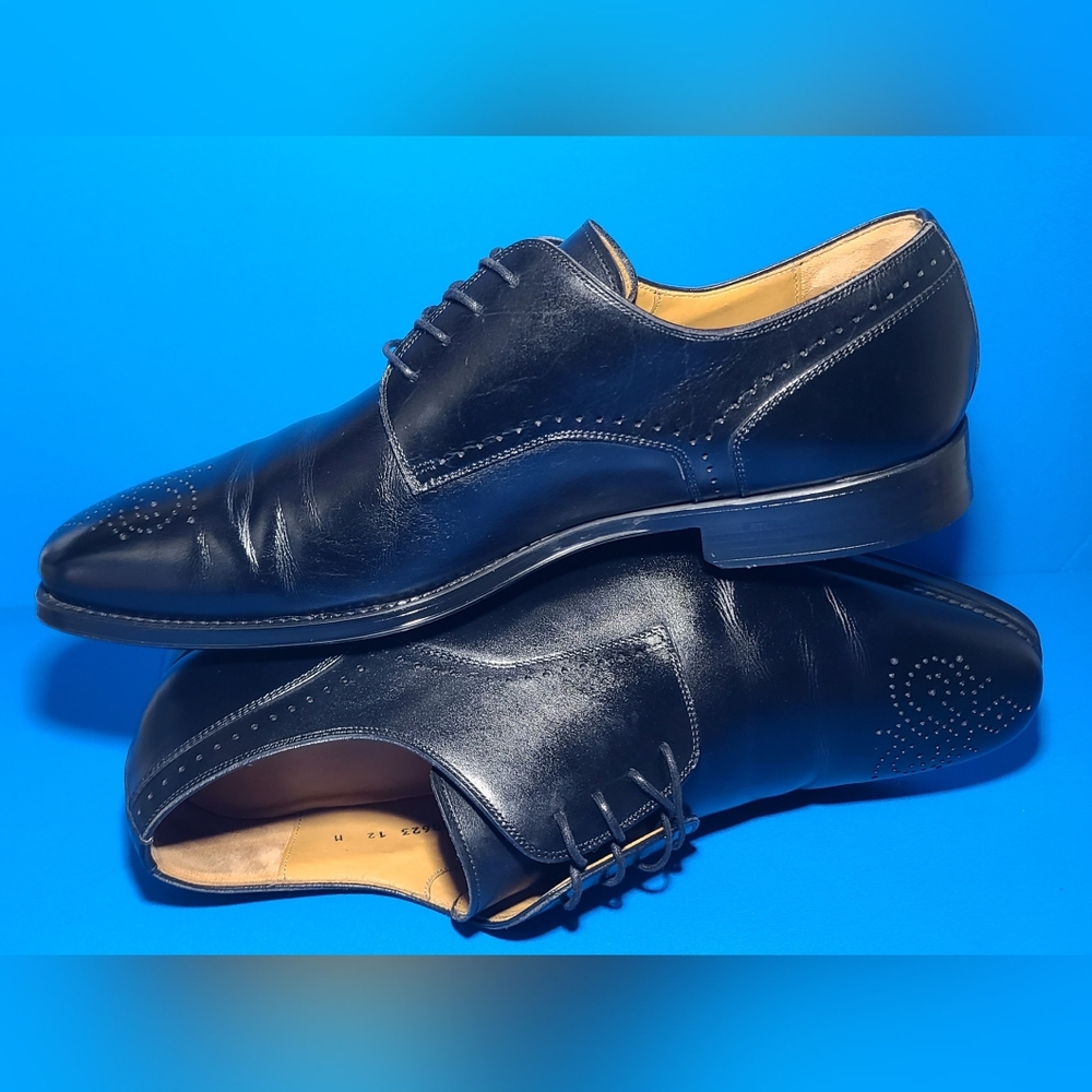 Magnanni Gregorio Derby Brogue Men's Black Leather Dress Shoes Size 12 M US - Picture 6 of 14